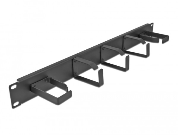 DeLOCK 19″ Kabelmanagement Rangierpanel mit 5 Metall Bügeln 2 x horizontal, 3 x vertikal 1 HE schwarz (66848)