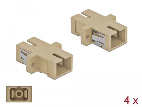 DeLOCK LWL Kupplung SC Simplex Buchse zu SC Simplex Buchse Multimode 4 Stück beige (85993)