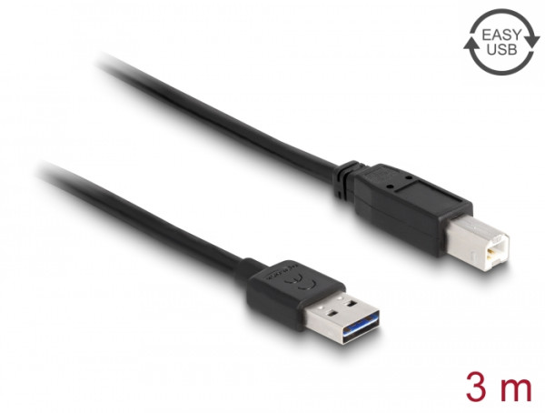 DeLOCK 3m USB 2.0 A - B m/m USB Kabel USB A USB B Schwarz (83360)