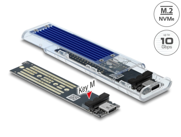 DeLOCK Externes Gehäuse für M.2 NVMe PCIe SSD mit USB Type-C Buchse transparent (42620)