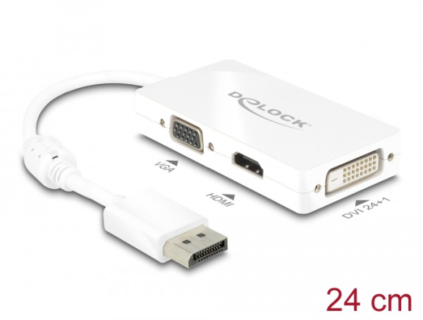 DeLOCK 0.16m DisplayPort/VGA+HDMI+DVI-D 0,16 m VGA D-Sub+ HDMI + DVI Weiß (62655)