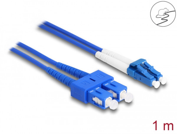 DeLOCK LWL Kabel mit Metallarmierung LC Duplex zu SC Duplex Singlemode OS2 1 m (87922)