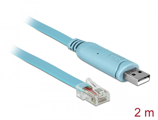 DeLOCK Adapter USB 2.0 Typ-A Stecker > 1 x Seriell RS-232 RJ45 Stecker 2,0 m blau (64185)