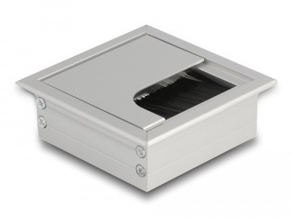 DeLOCK Kabeldurchführung für Tischeinbau mit Bürste 80 x 80 x 28 mm silber (66860)
