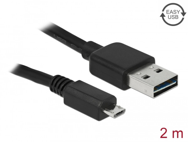 DeLOCK EASY-USB 2.0-A - USB 2.0 micro-B, 2m USB Kabel USB A Micro-USB B Schwarz (83367)