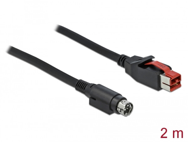 DeLOCK PoweredUSB Kabel Stecker 24 V zu Mini-DIN 3 Pin Stecker 2 m für POS Drucker und Terminals (85946)