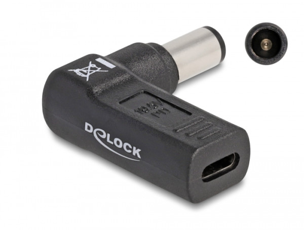 DeLOCK Adapter für Notebook Ladekabel USB Type-C Buchse zu Dell 7,4 x 5,0 mm Stecker 90° gewinkelt (60008)