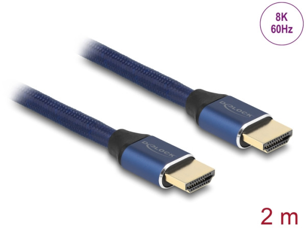 DeLOCK Ultra High Speed HDMI Kabel 48 Gbps 8K 60 Hz blau 2 m zertifiziert (85447)