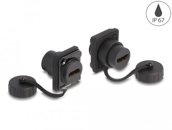 DeLOCK D-Typ Modul HDMI-A Buchse zu HDMI-A Buchse mit Verschlusskappe IP67 staub- und wasserdicht (86972)