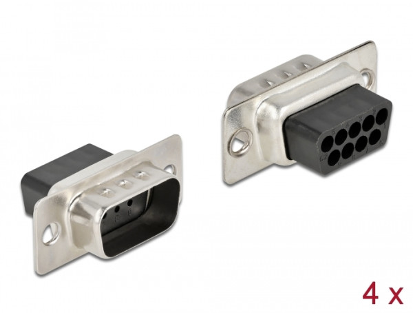 DeLOCK D-Sub 9 Pin Crimp Stecker, Metall, 4 Stück (66708)