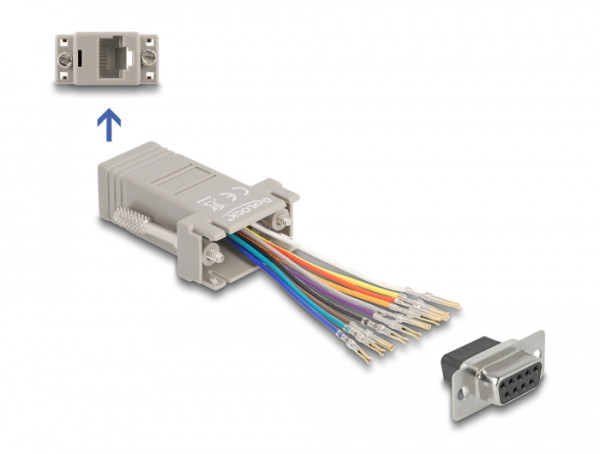 DeLOCK D-Sub 9 Pin Buchse zu RJ50 Buchse Montagesatz grau (66472)