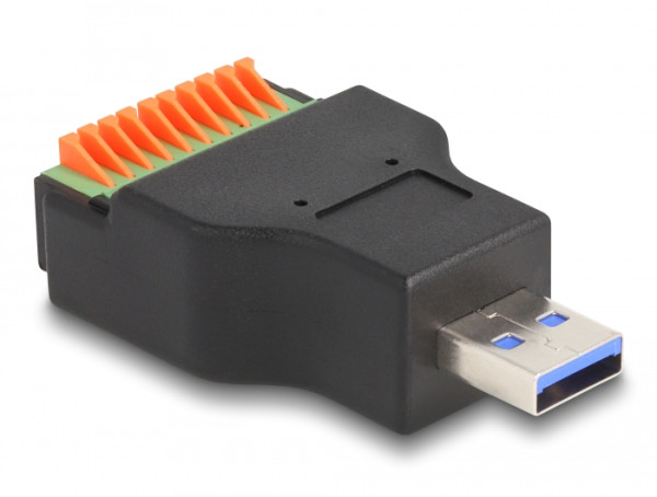 DeLOCK USB 3.2 Gen 1 Typ-A Stecker zu Terminalblock Adapter mit Drucktaster (66238)