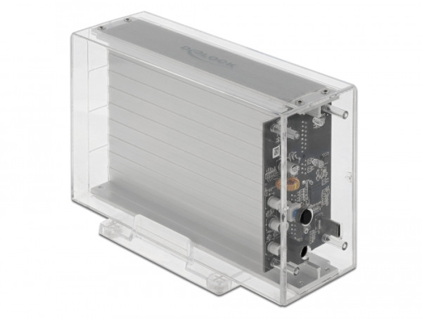 DeLOCK Externes Dual Gehäuse für 2 x 3.5″ SATA HDD mit USB Type-C Buchse transparent - werkzeugfrei (42624)