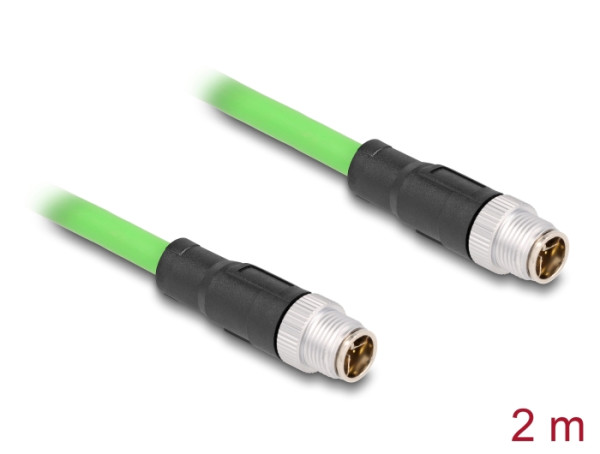 DeLOCK M12 Kabel X-kodiert 8 Pin Stecker zu Stecker PUR TPU 2 m (80437)