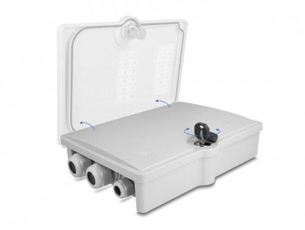DeLOCK LWL Verteilerbox für Innen- und Außenbereich IP55 wasserfest abschließbar 6 Port grau (87900)