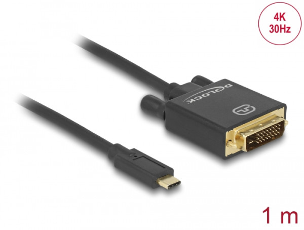 DeLOCK 1m, USB-C/DVI 24+1 USB-Grafikadapter 3840 x 2160 Pixel Schwarz (85320)