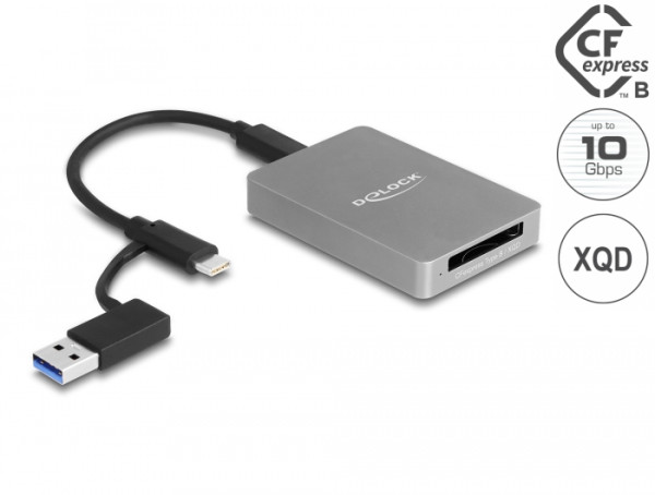 DeLOCK USB Type-C Card Reader im Aluminium Gehäuse für CFexpress oder XQD Speicherkarten (91008)