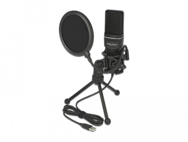 DeLOCK USB Kondensator Mikrofon Set - für Podcasting, Gaming und Gesang (66331)