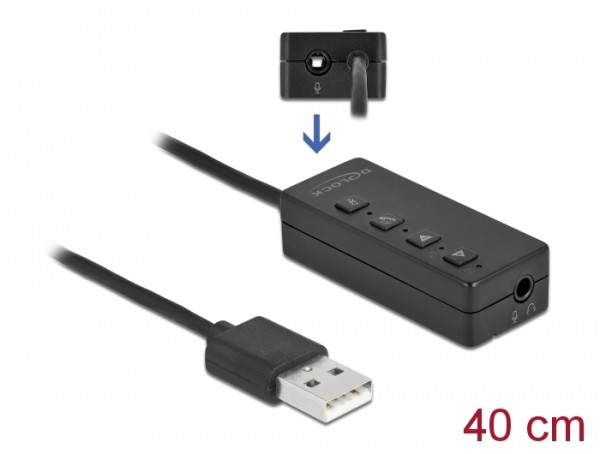 DeLOCK USB Headset und Mikrofon Adapter mit 2 x 3,5 mm Klinkenbuchse für Windows und Mac OS (66731)