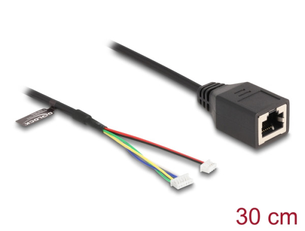 DeLOCK Kabel RJ45 Buchse zu Pfostenbuchse 1,25 mm 4 Pin und Pfostenbuchse 1,25 mm 6 Pin Cat.5e 30 cm schwarz (88007)