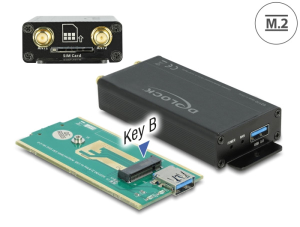 DeLOCK USB 3.0 Konverter für M.2 Key B Modul mit SIM Slot und Gehäuse (63172)