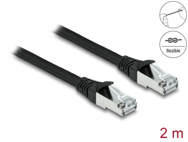 DeLOCK RJ45 Netzwerkkabel Cat.6A S/FTP PUR Outdoor 2 m schwarz (80135)