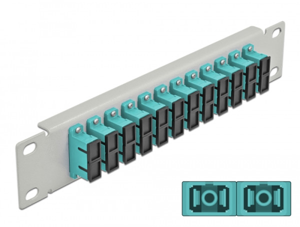 DeLOCK 10″ LWL Patchpanel 12 Port SC Duplex aqua 1 HE grau (66794)