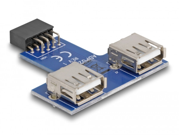 DeLOCK 9-pin 2.54 mm/2 x USB 2.0 1 x 9-pin 2.54 mm 2 x USB 2.0-A Schwarz, Blau, Silber (41824)