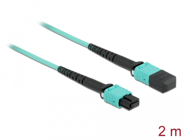 DeLOCK LWL Kabel MPO Buchse zu MPO Buchse 12 Fasern, Polarität A, Multimode OM4, 50/125 µm, 2 m (86956)
