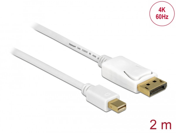 DeLOCK 83482 DisplayPort-Kabel 2 m Mini DisplayPort Weiß (83482)