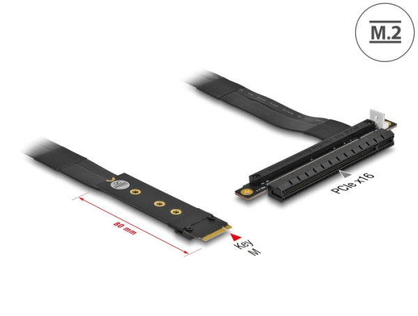 DeLOCK M.2 Key M zu PCIe x16 NVMe Adapter mit 20 cm Kabel (64133)