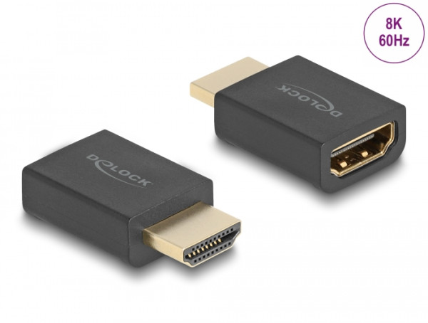 DeLOCK High Speed HDMI with Ethernet Adapter Stecker zu Buchse 8K 60 Hz schwarz (66460)