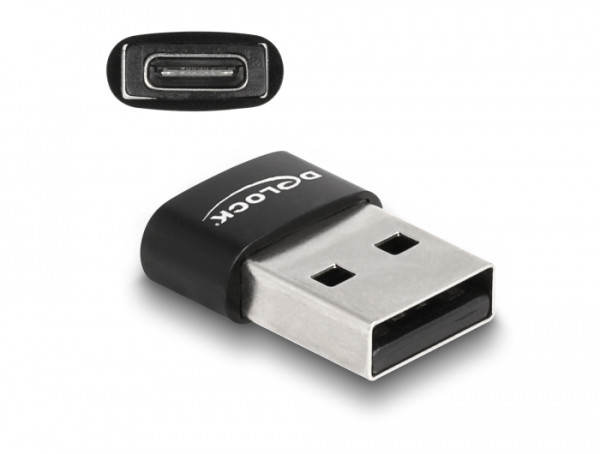 DeLOCK USB 2.0 Adapter USB Typ-A Stecker zu USB Type-C Buchse schwarz (60002)