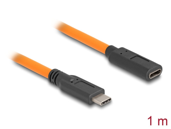 DeLOCK USB 5 Gbps Kabel USB Type-C Stecker zu USB Type-C Buchse für Tethered Shooting 1 m orange (87960)