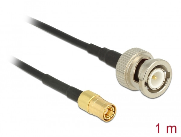 DeLOCK 1m, BNC/SMB Koaxialkabel RG-174 Schwarz (12492)