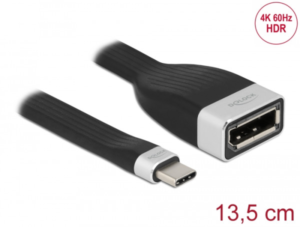 DeLOCK FPC Flachbandkabel USB Type-C zu DisplayPort DP Alt Mode 4K 60 Hz 13,5 cm (86731)