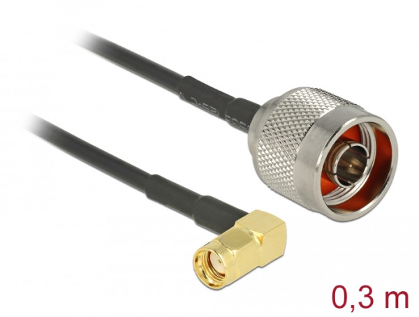 DeLOCK 0.3m, N/RP-SMA Koaxialkabel RG-174 0,3 m Schwarz (89579)