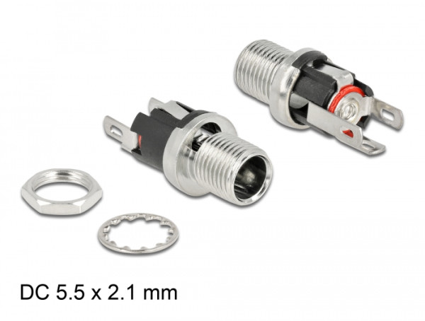 DeLOCK Steckverbinder DC 5,5 x 2,1 x 12,0 mm Buchse zum Einbau Lötversion (90056)